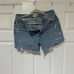 Agolde Light Wash Distressed Denim Cutoff Shorts